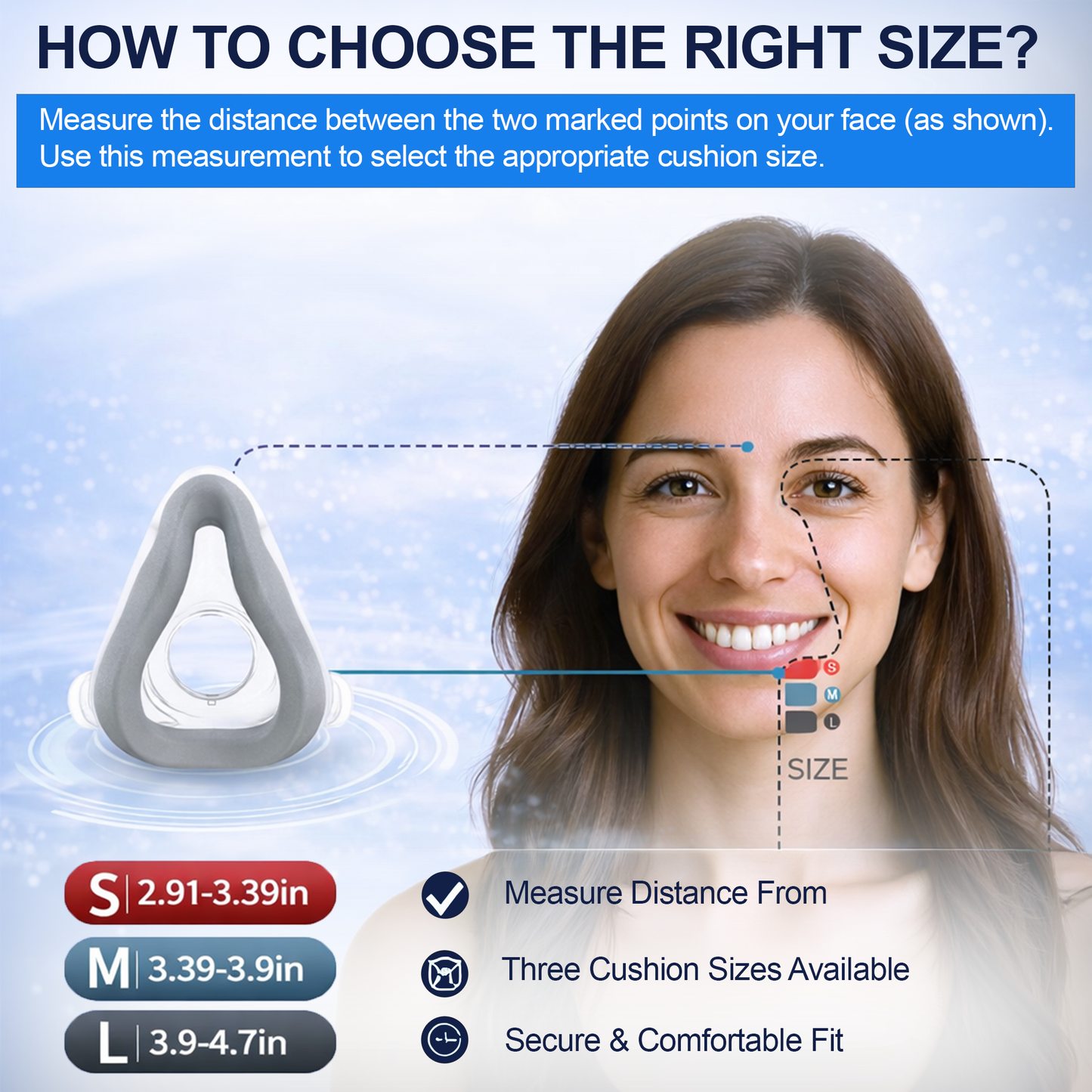 Replacement cushion for AirTouch F20 mask available in S M L sizes