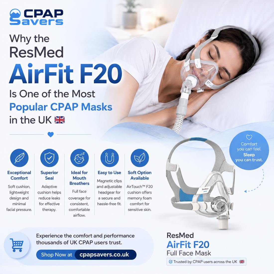 Why the ResMed AirFit F20 Is One of the Most Popular CPAP Masks in the UK