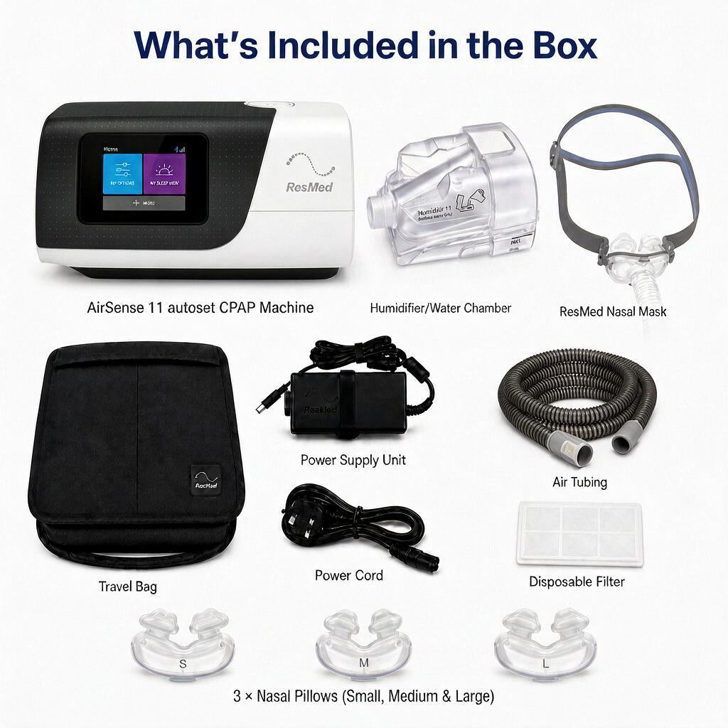 ResMed AirSense 11 AutoSet with AirFit P10, Humidifier & Heated Tube