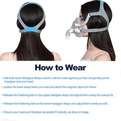 Adjustable headgear for AirFit F20 with magnetic clips