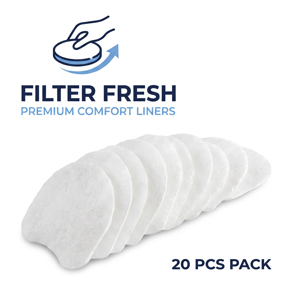 A pack of 20 white comfort liners for a pet bed, shown fanned out on a white background with a blue 'Filter Fresh' logo and '20 PCS PACK' text.