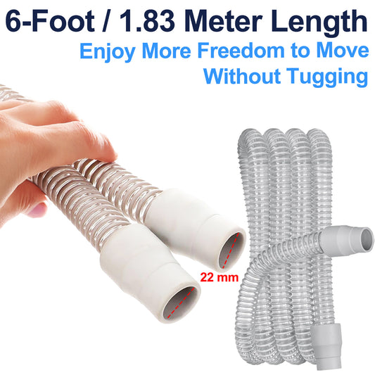 6ft universal CPAP hose tubing with 22mm rubber connectors