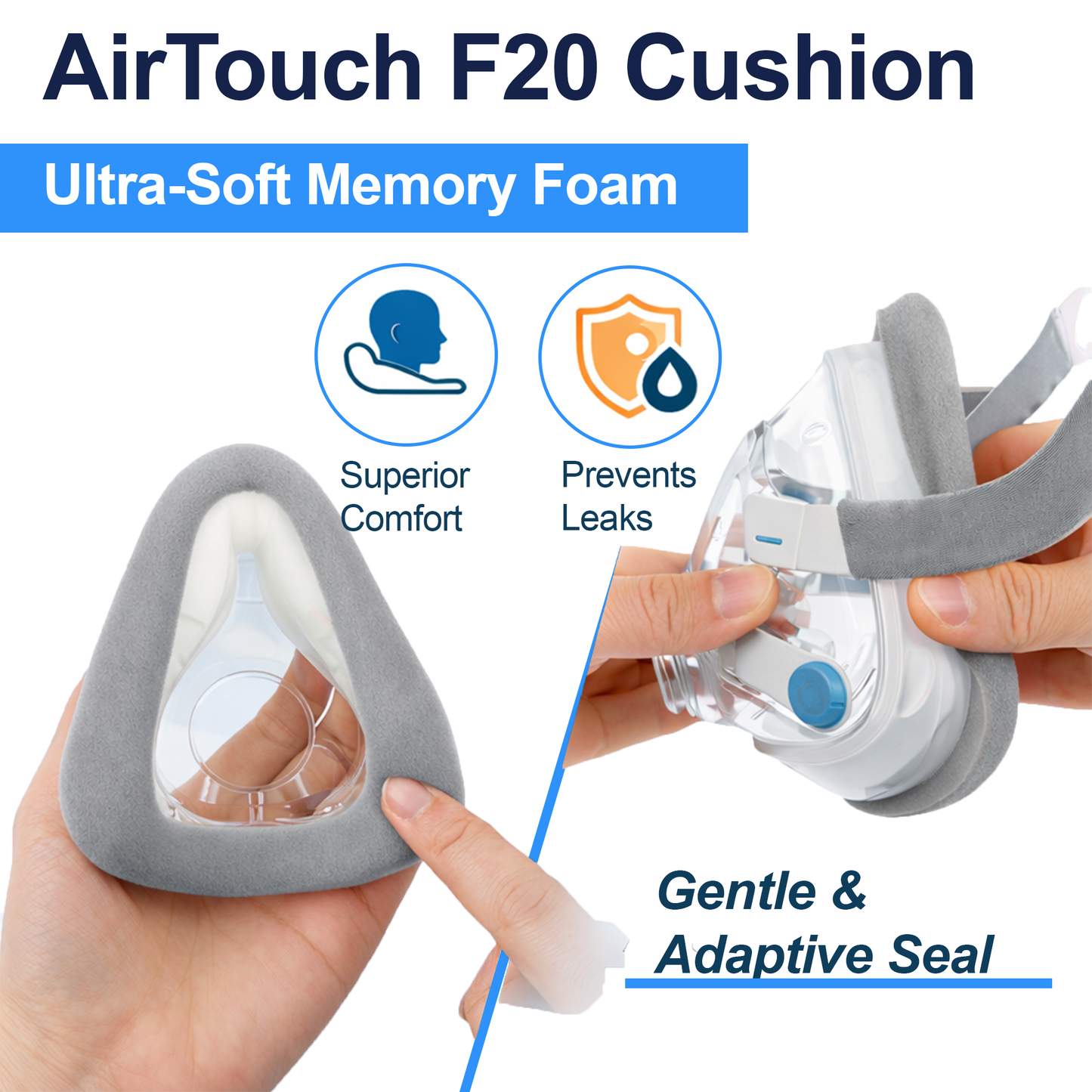 AirTouch F20 mask cushion compatible with ResMed frame and elbow