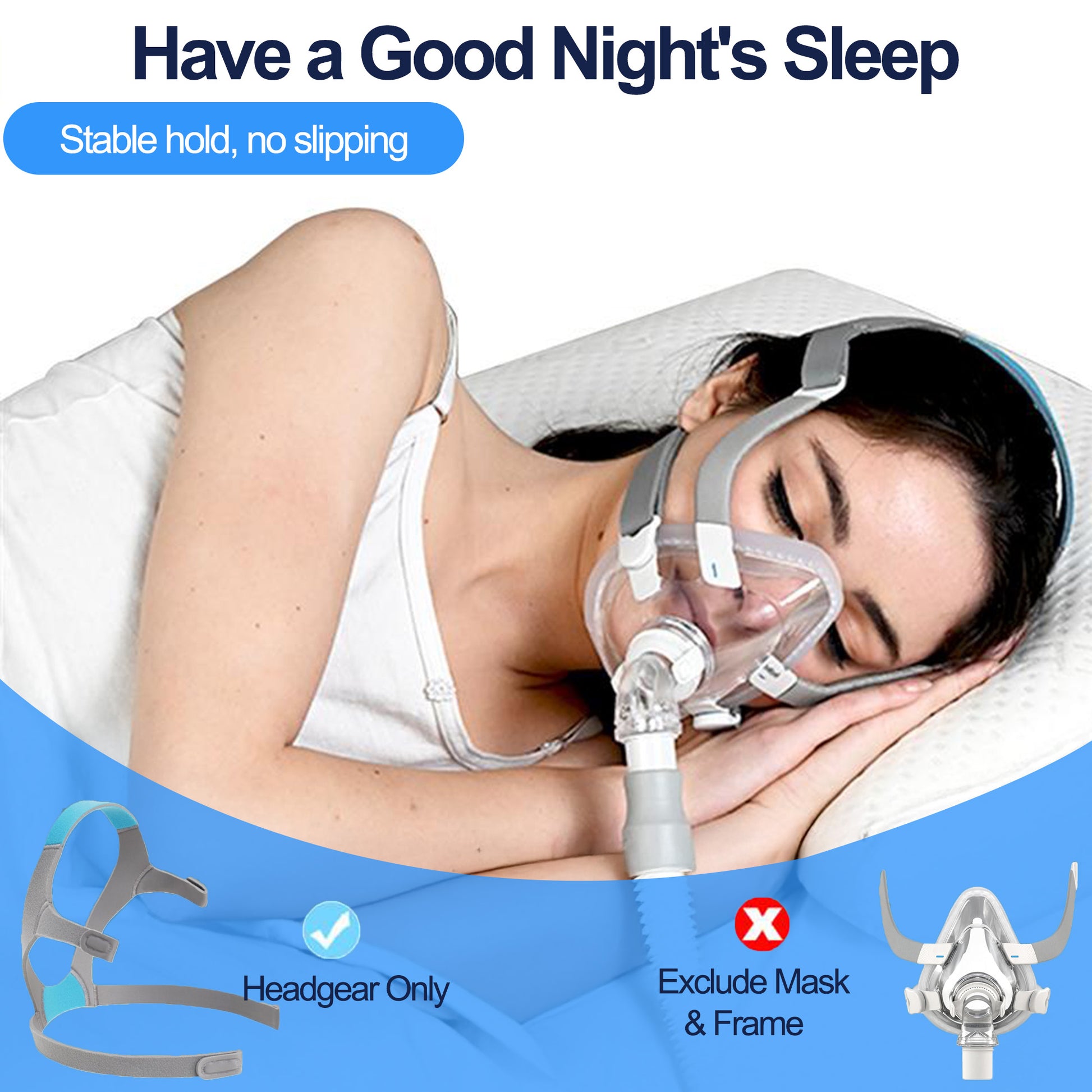 ResMed AirFit F20 CPAP mask headgear with soft fabric straps