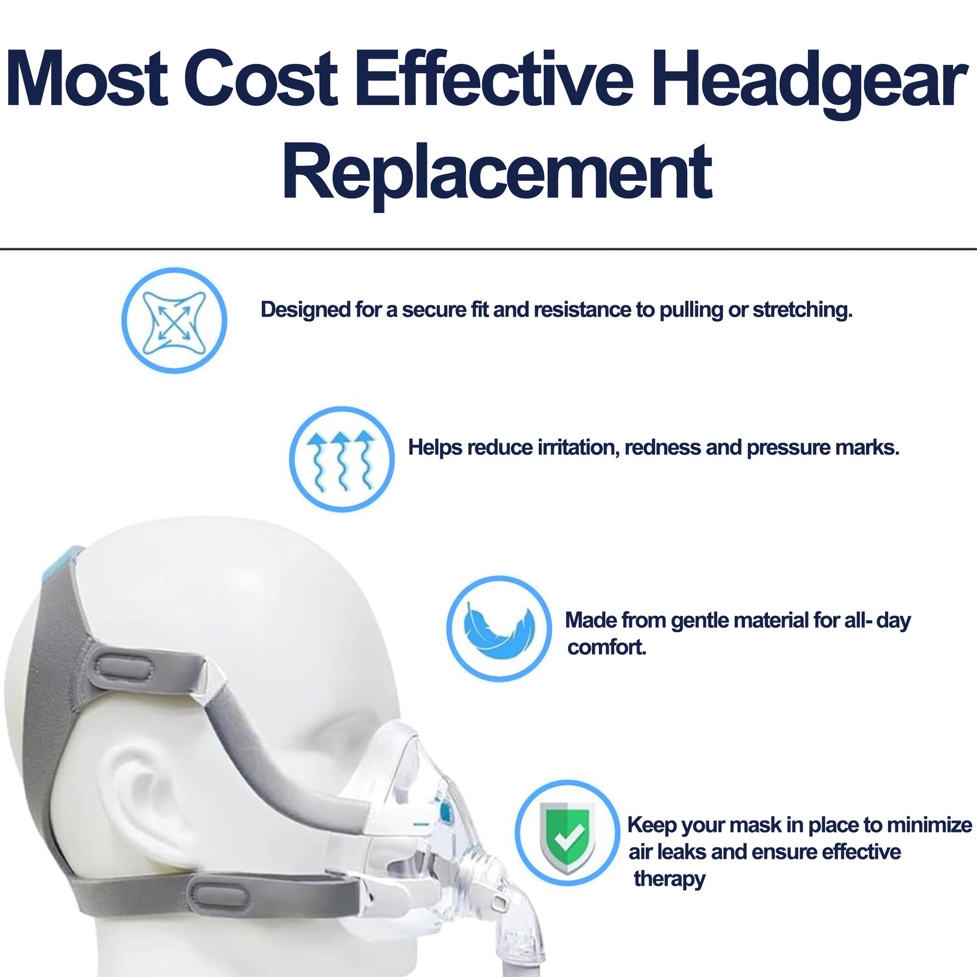 AirFit F20 replacement headgear adjustable strap without magnetic clips