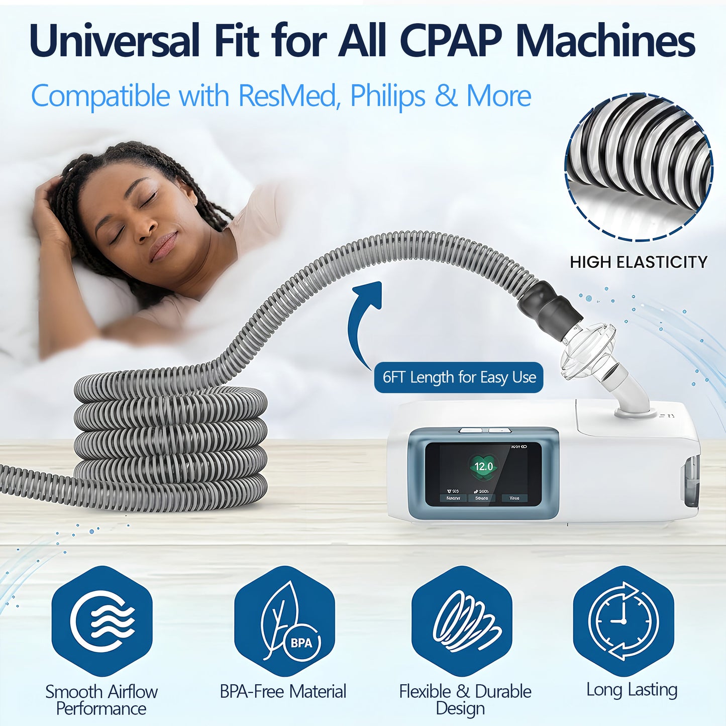 Resmed Slim Air Tube with Standard Airflow Systems – Lightweight Flexible Hose