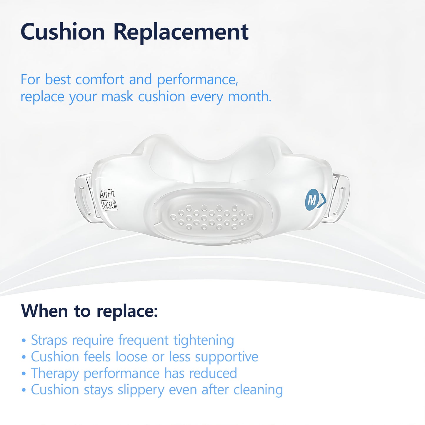 ResMed AirFit N30i Cushion – Soft Silicone, Comfortable & Secure Fit
